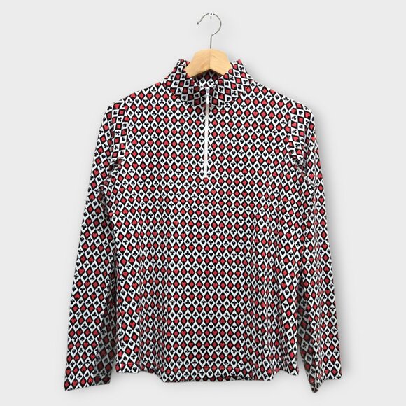 IBKUL Golf Women's Polo Shirt Playing Card Suits Print (Red/Black) - Small - Picture 1 of 2